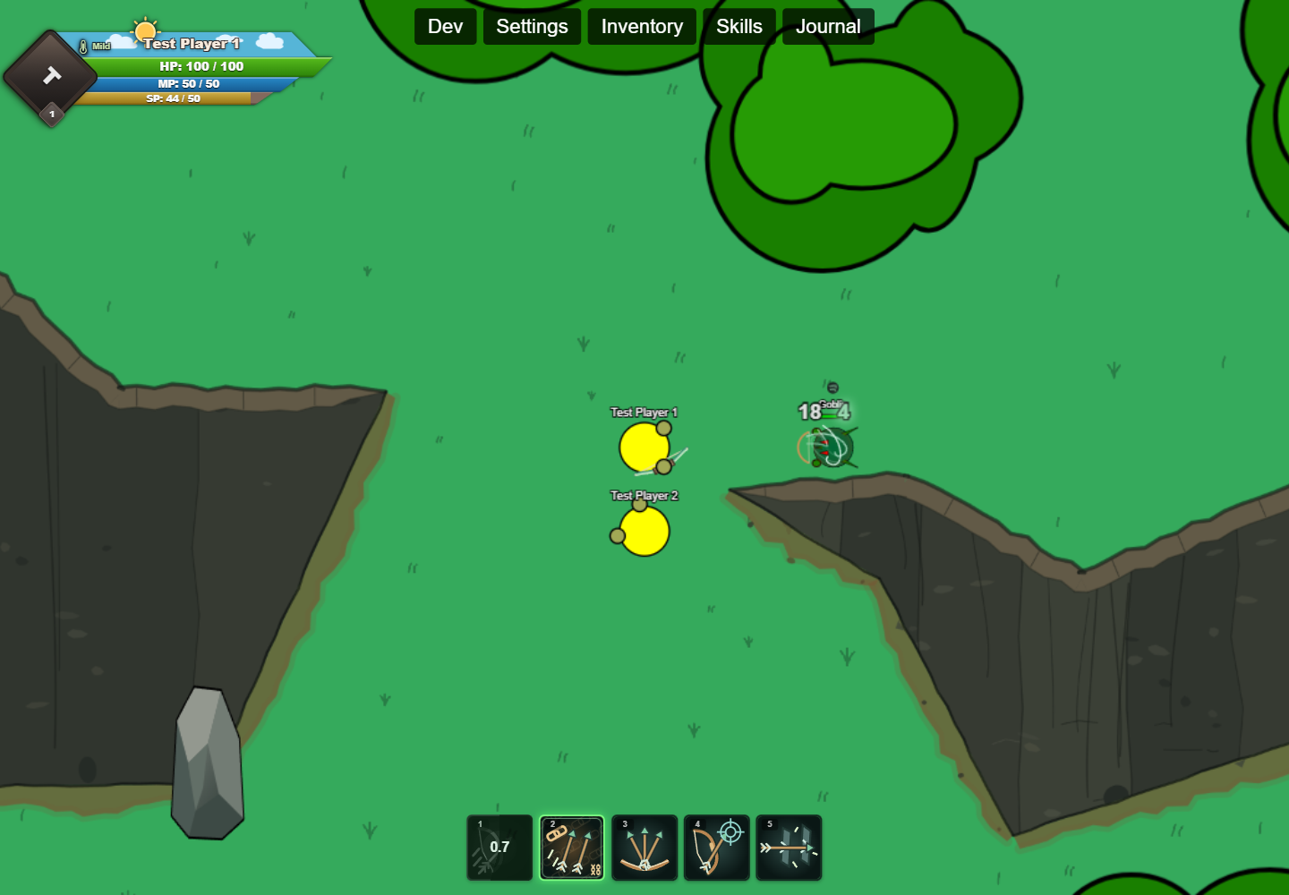 Local bow impact capture with wind effect near a goblin
